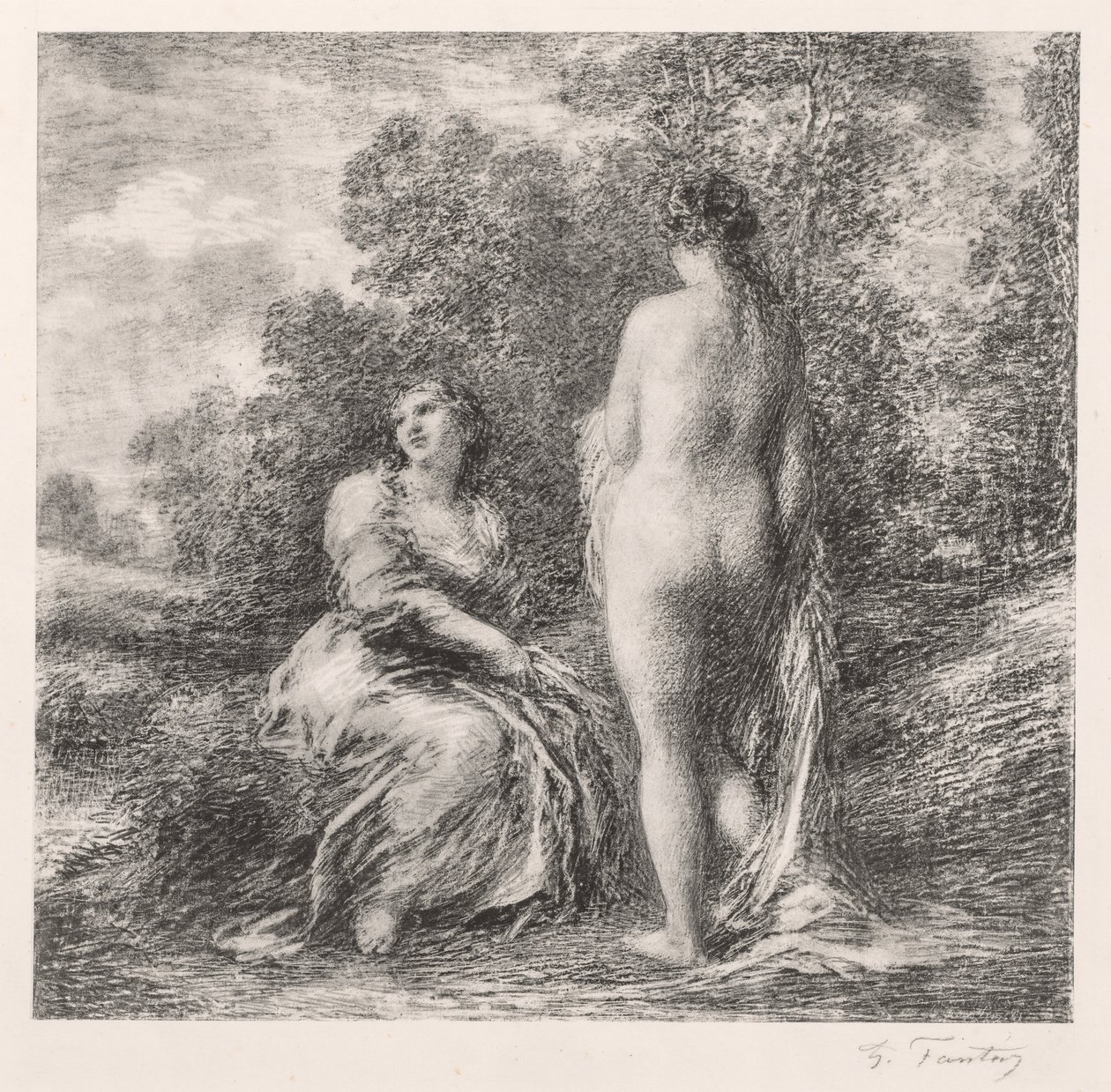 Badhuisgangers, 1881 door Ignace Henri Jean Fantin Latour