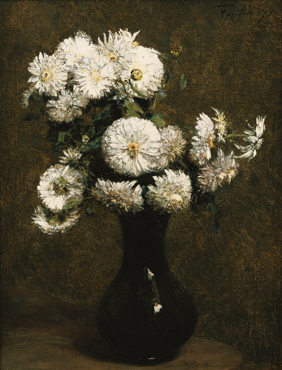 Chrysanten, 1871 door Ignace Henri Jean Fantin Latour