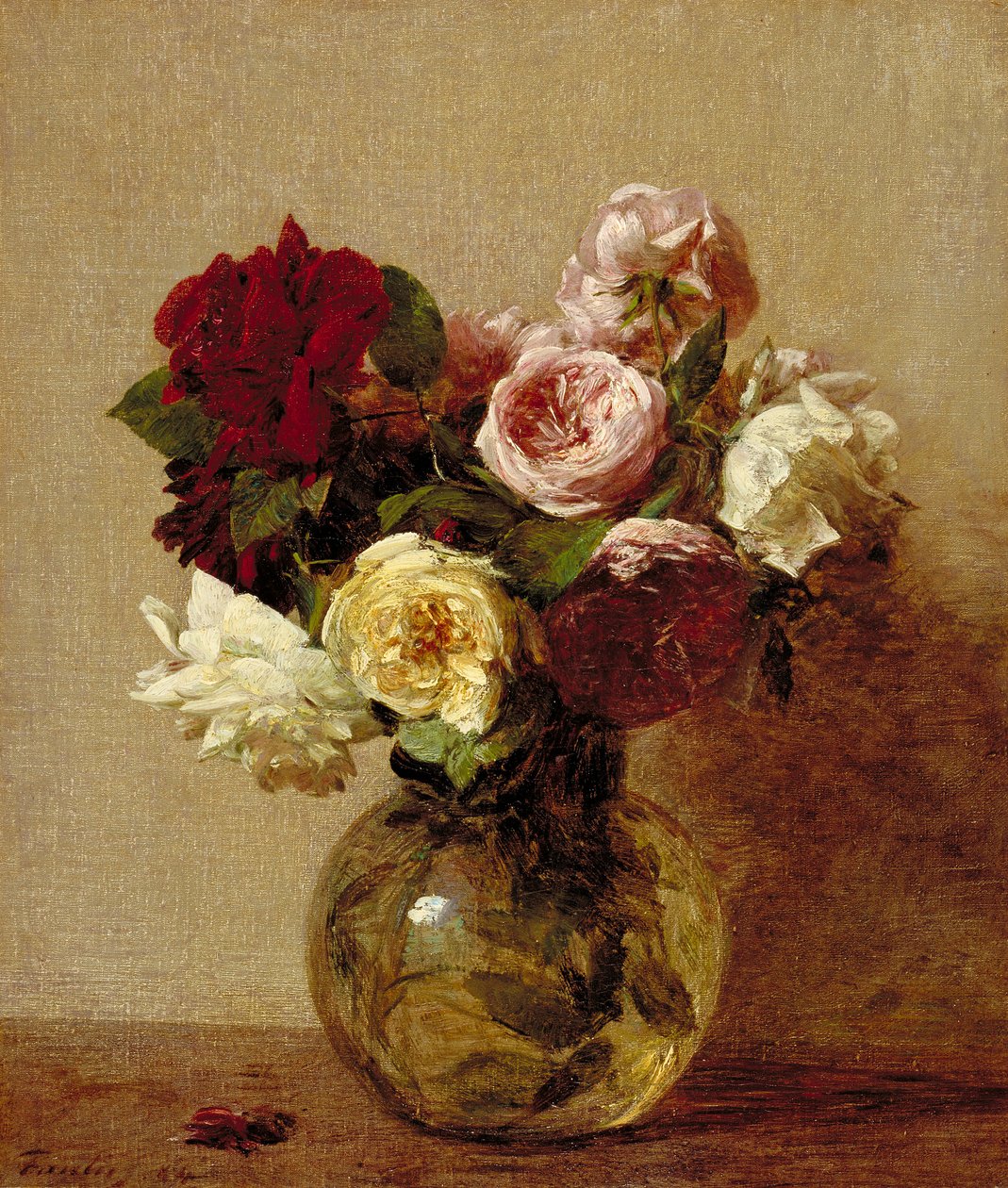 Rozen, 1884 door Ignace Henri Jean Fantin Latour