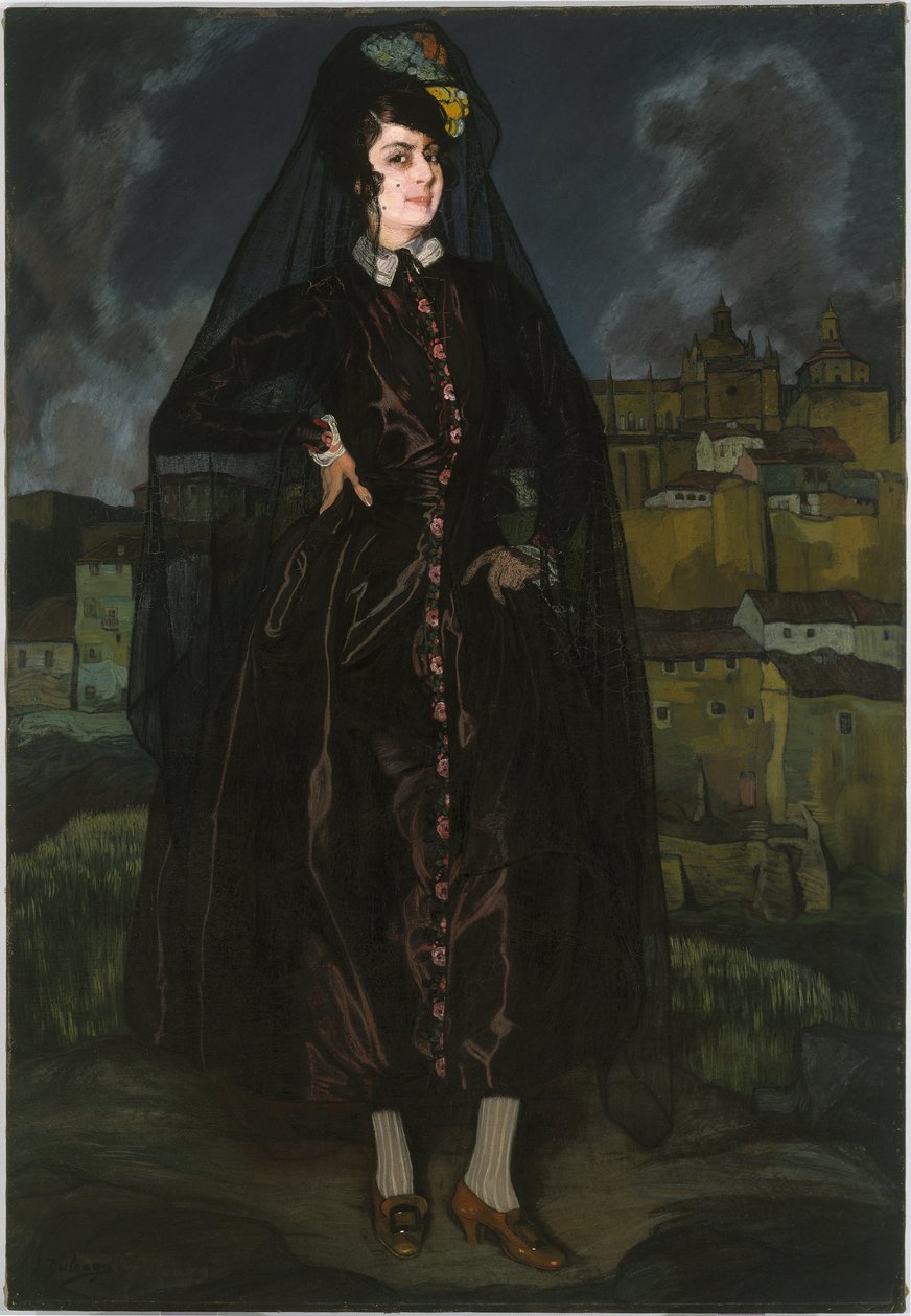 Portret van Anita Ramírez in het zwart door Ignacio Zuloaga