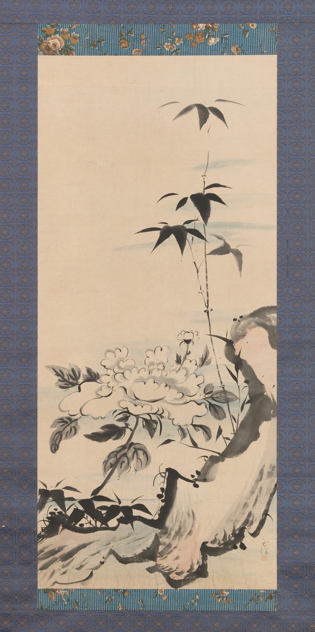 Pioenroos en Bamboe, ca. 1768 door Ike no Gyokuran