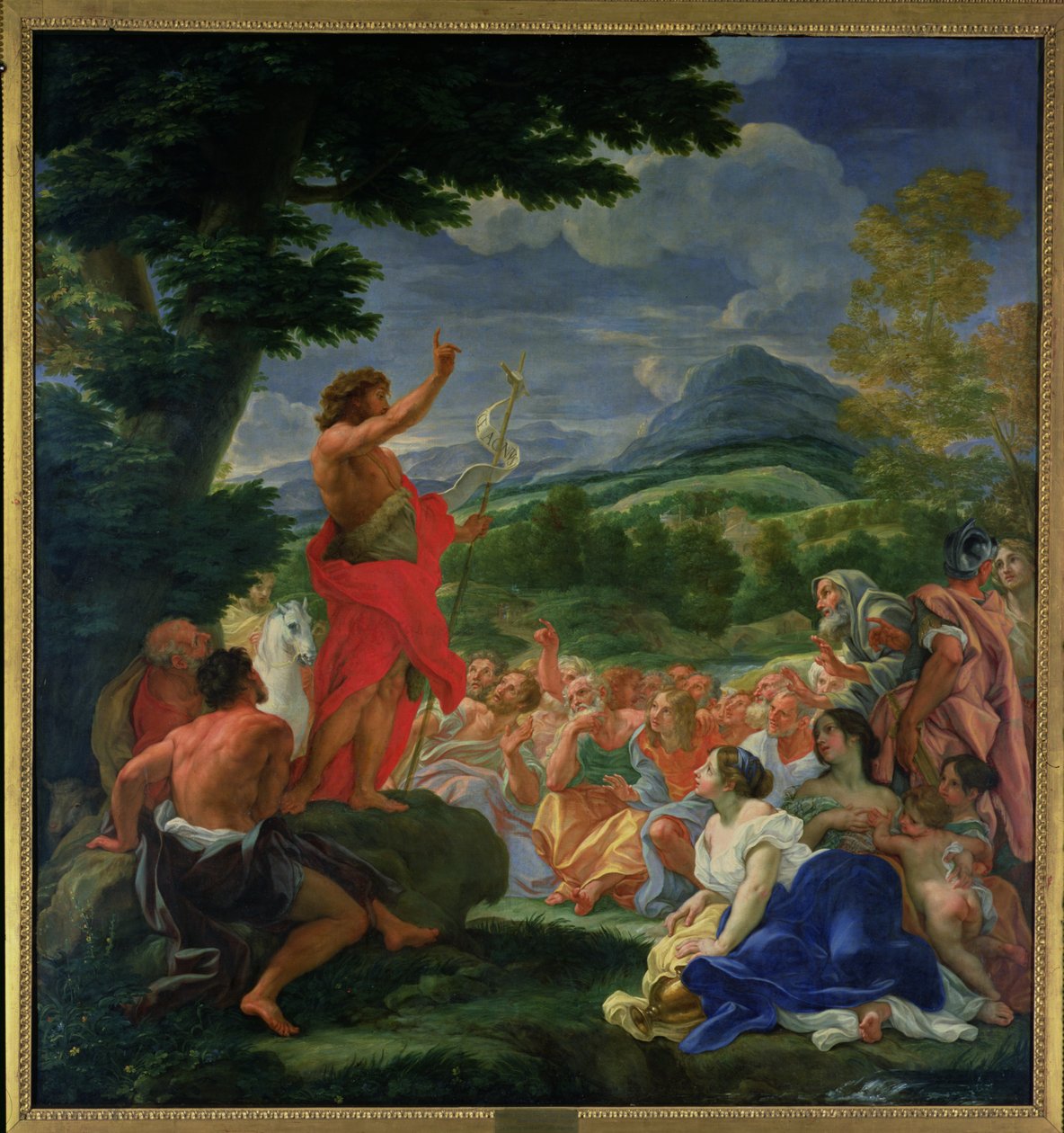 St. Johannes de Doper predikend, geschilderd voor 1695 door Il Baciccio