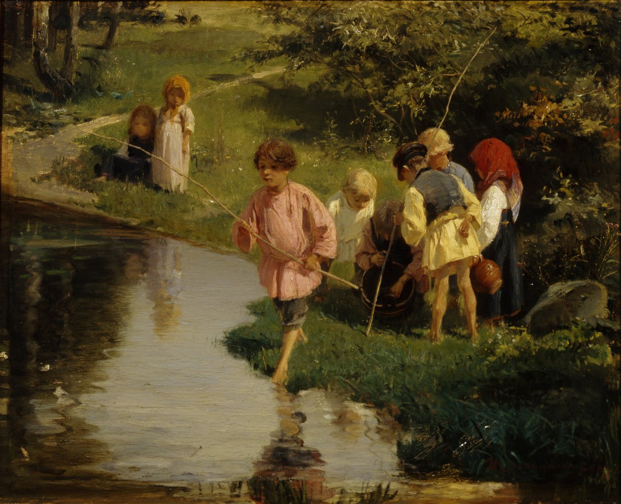 Kinderen vissen, 1882 door Illarion Mikhailovich Pryanishnikov