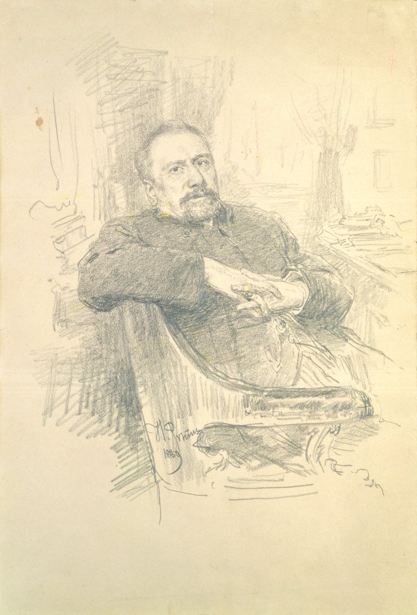 Portret van Nikolaj Leskov (1831-95), 1889 door Ilya Efimovich Repin