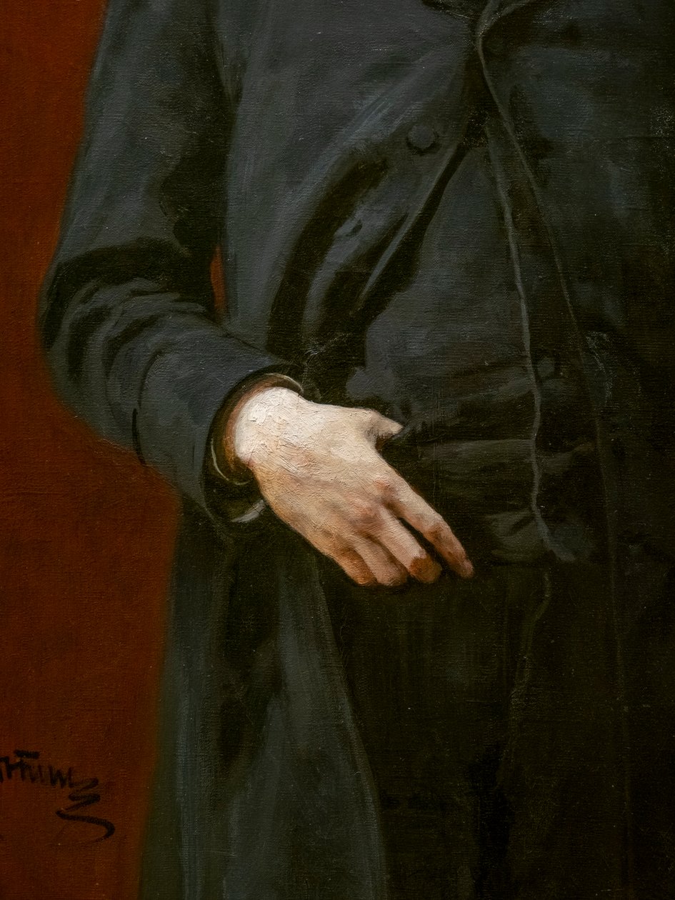 Alexander Glazoenov (detail) door Ilya Efimovich Repin