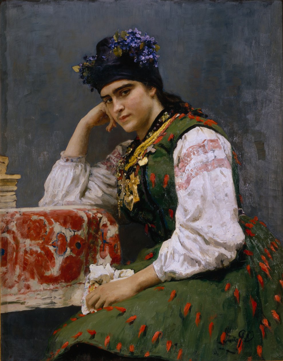 Portret van Sofia Dragomirova-Lukomskaya door Ilya Efimovich Repin