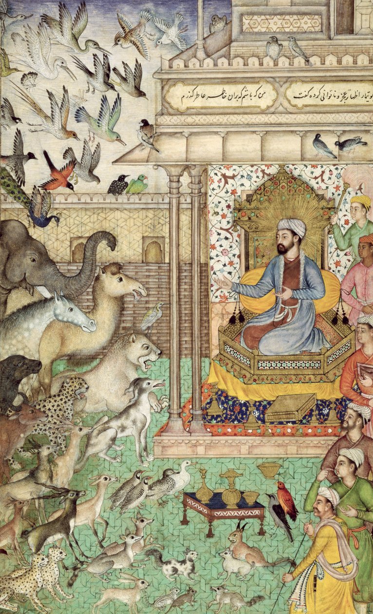 In. 04,f.74r Koning Salomo en de dieren door Indian School