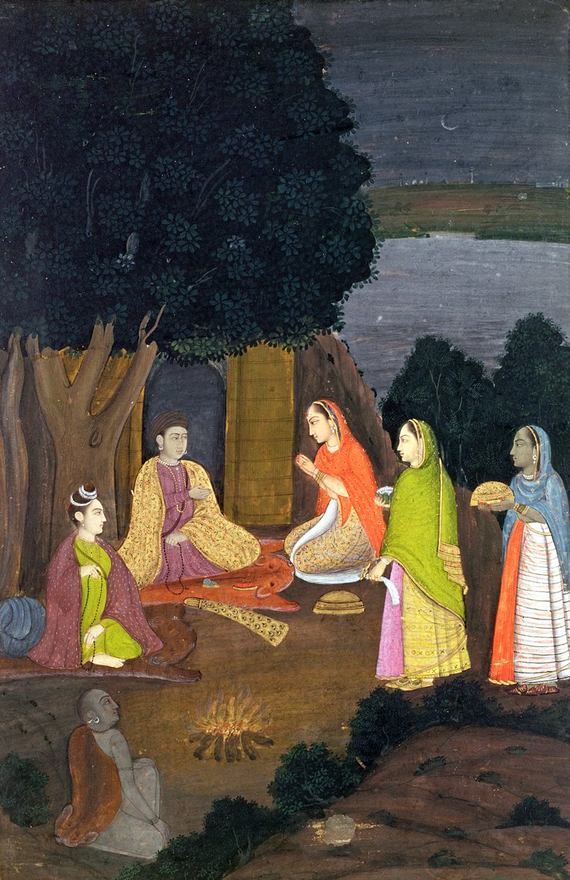 Dames die een Yogini bezoeken, School van Faqurullah Khan, Lucknow, Uttar Pradesh door Indian School