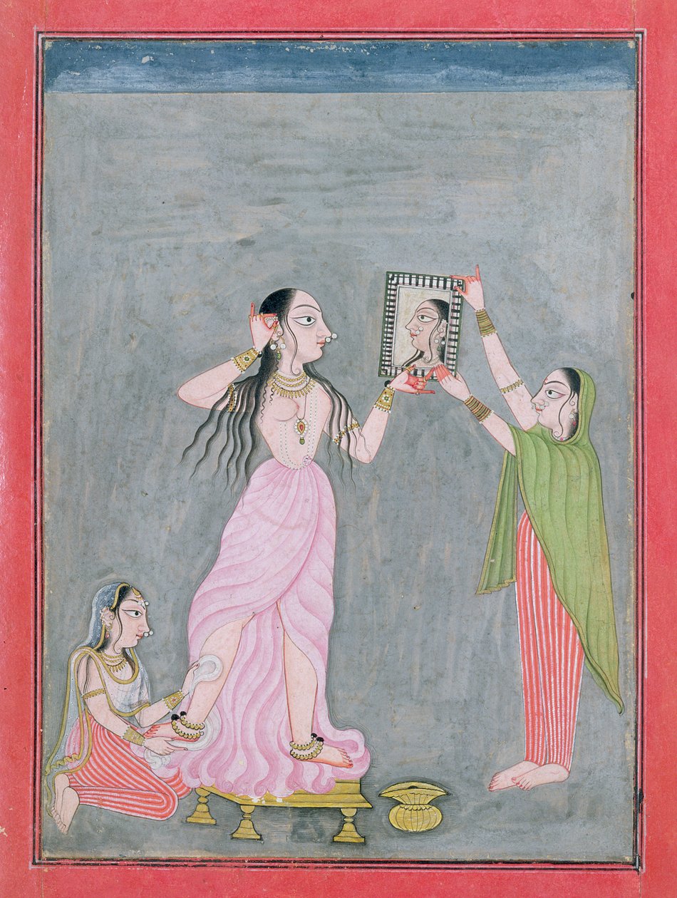 Dame bij haar Toilet, Mankot, c.1730 door Indian School