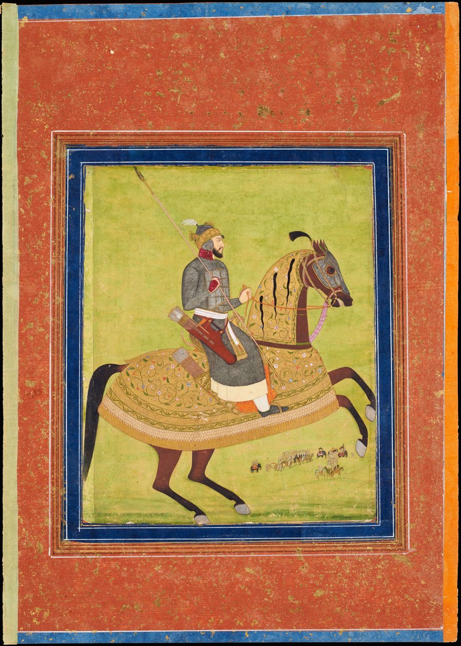 Prins Azam Shah te Paard door Indian Art