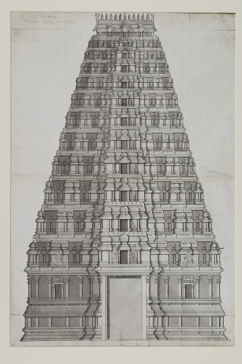 Een twaalf verdiepingen tellende gopuram door Indian School