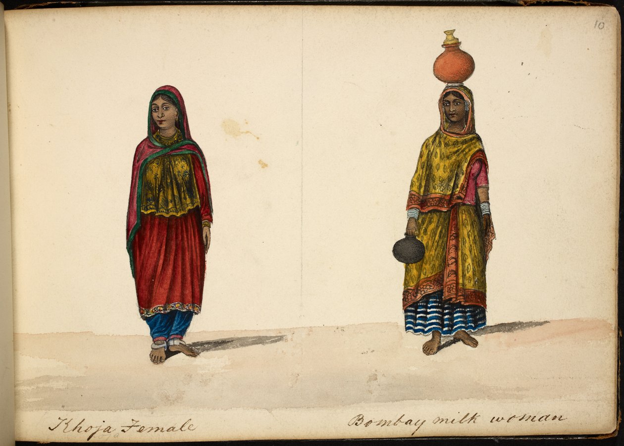 Khoja vrouw; Bombay melkverkoper door Indian School