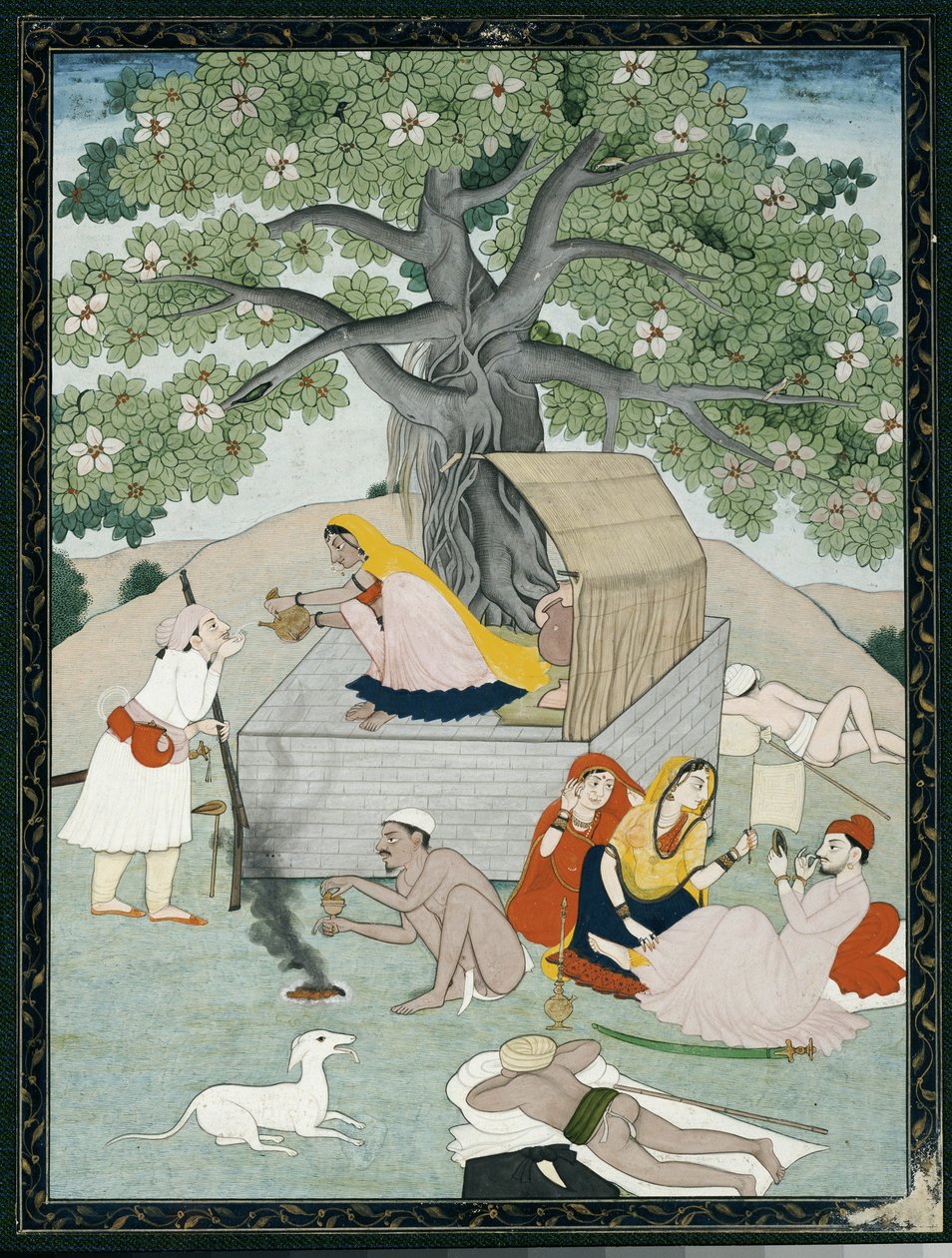 Miniatuur uit een album, Kangra door Indian School