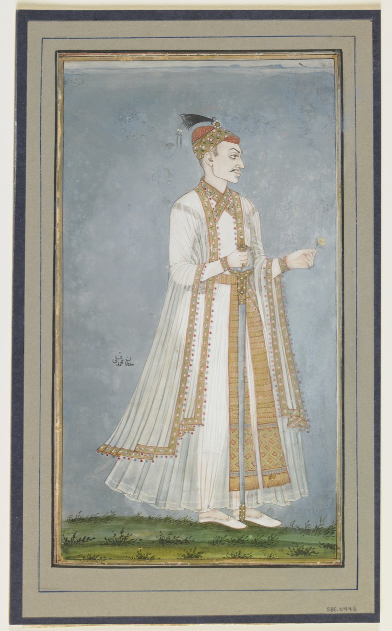 Muhammad-Quli Qutbshah, Albumblad met Schilderij, ca. 1900 door Indian School