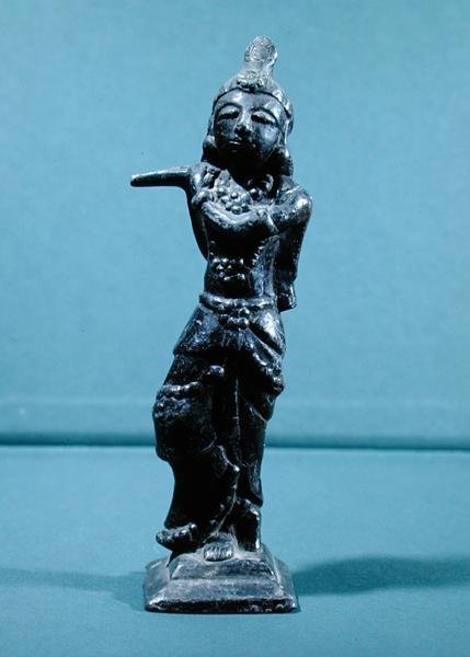 Statuette van Krishna Gopala (lood) door Indian School