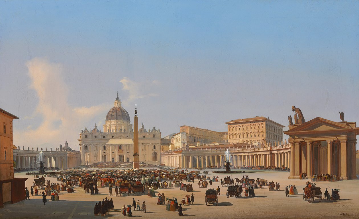 Piazza San Pietro, Rome door Ippolito Caffi