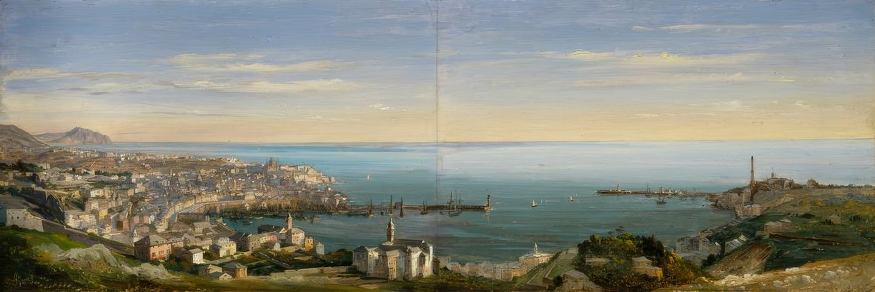 Veduta di Genova col porto door Ippolito Caffi
