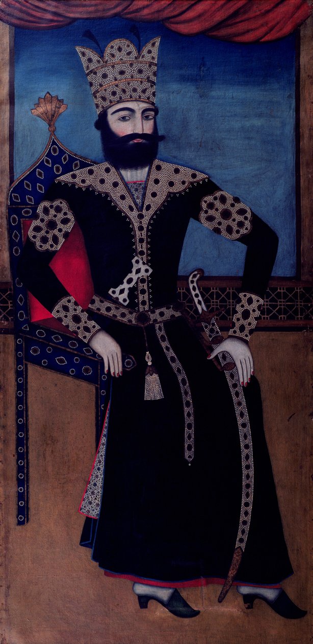Portret van Fath-Ali, Shah van Iran (regeerde 1797-1834) door Iranian School