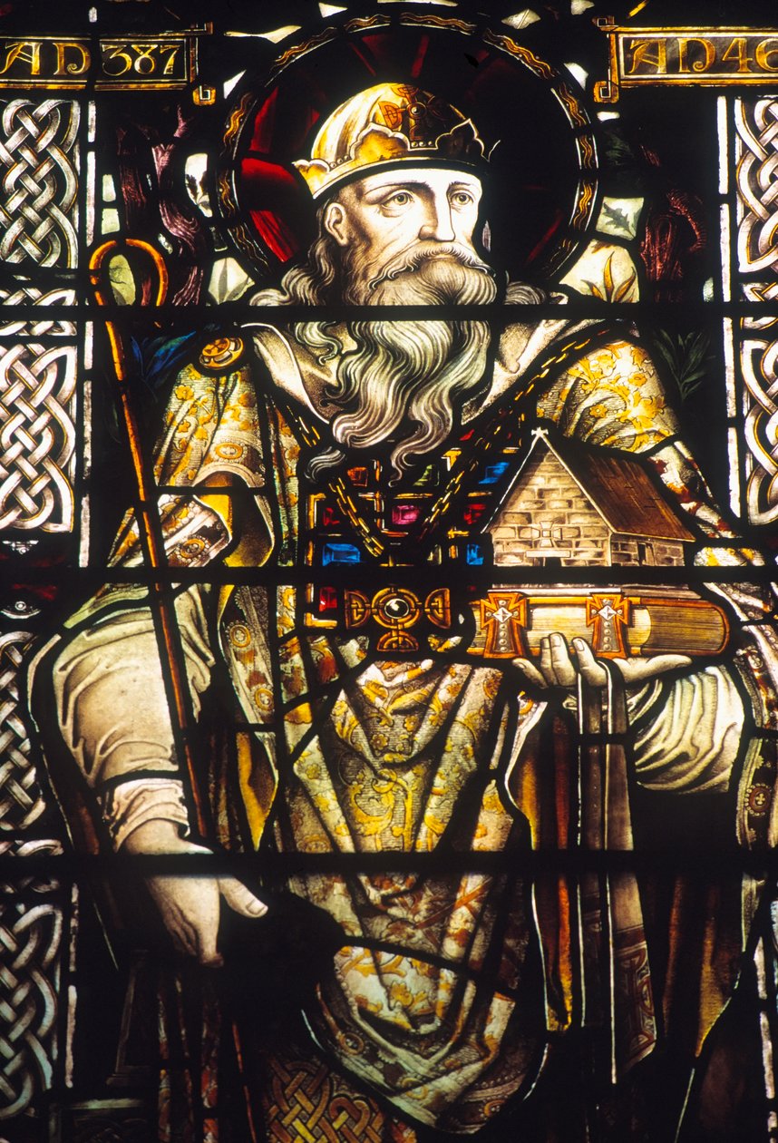 Glas-in-loodraam met afbeelding van St. Patrick door Irish School