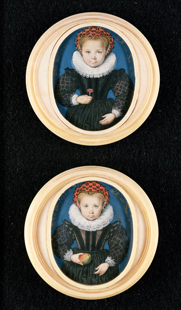 Twee kleine meisjes, 1590 door Isaac Oliver