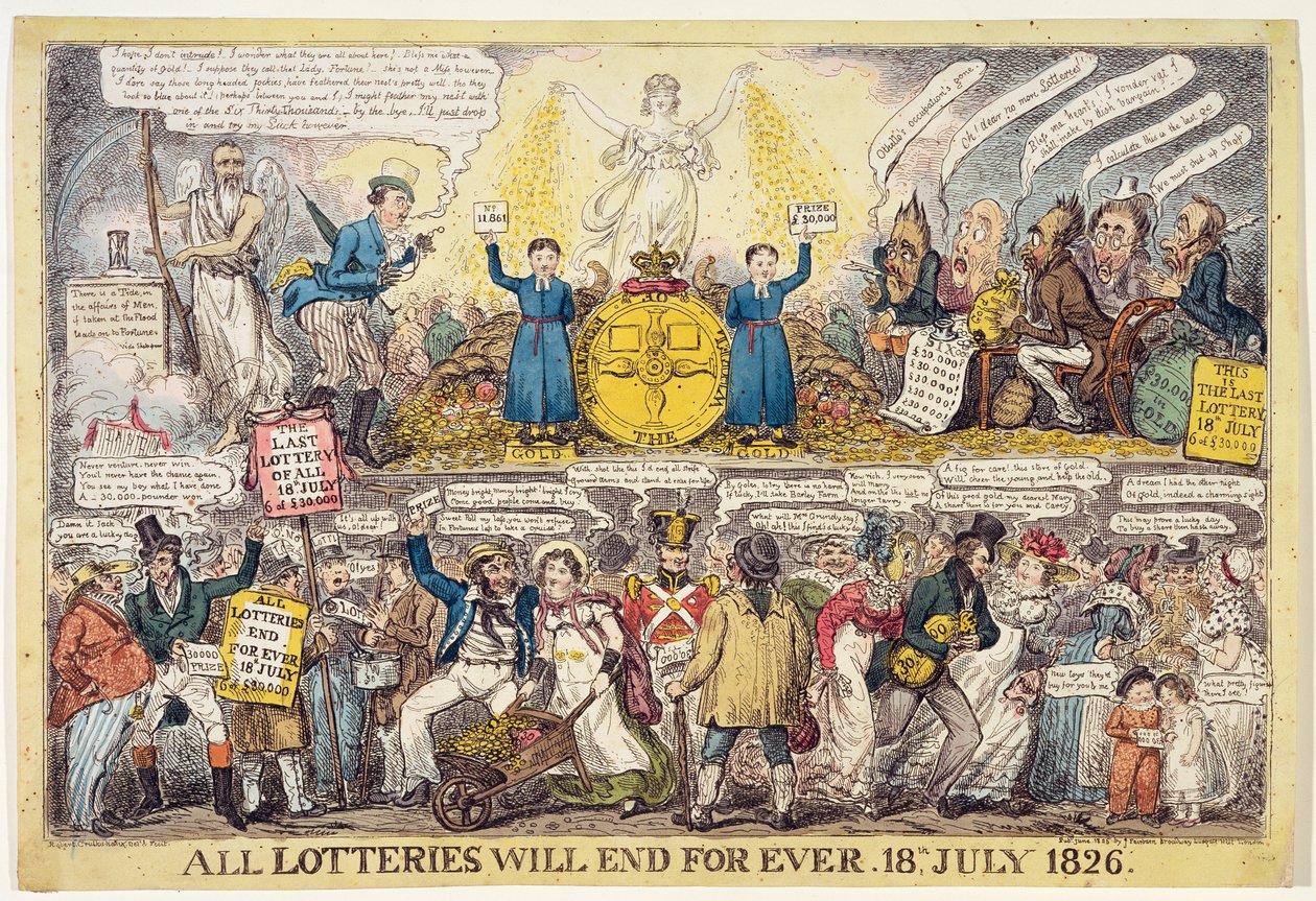 Het Einde van de Loterij, 1826 door Isaac Robert Cruikshank