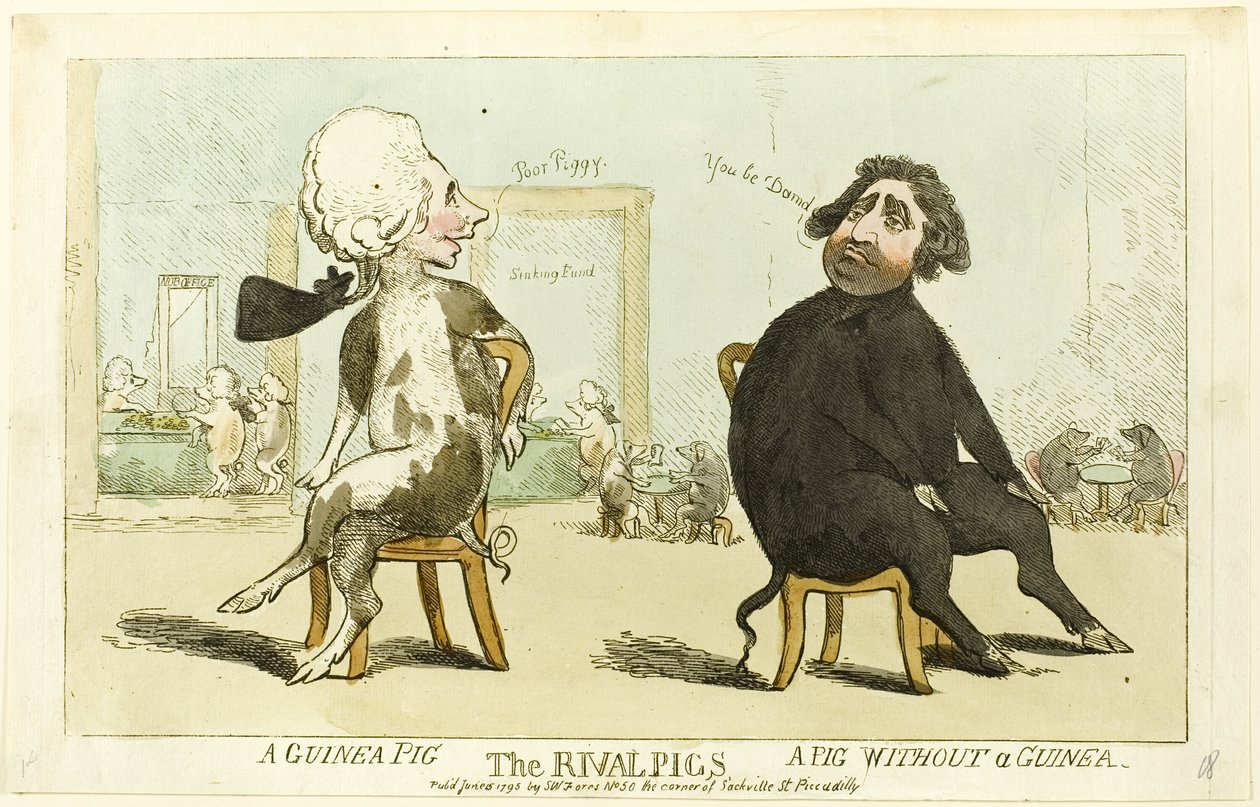 De rivaliserende varkens door Isaac Cruikshank