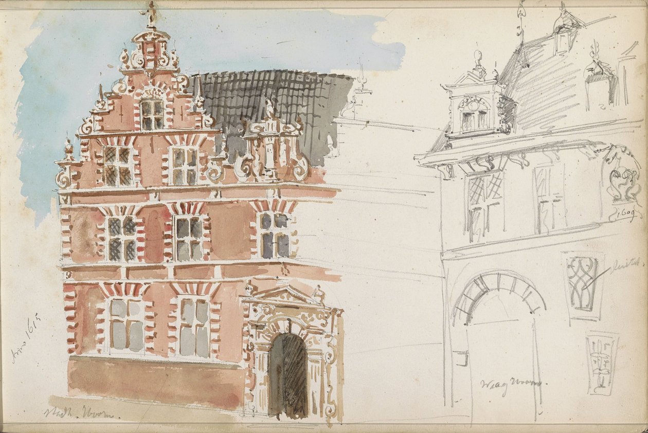 Stadhuis en de Waag te Hoorn door Isaac Gosschalk