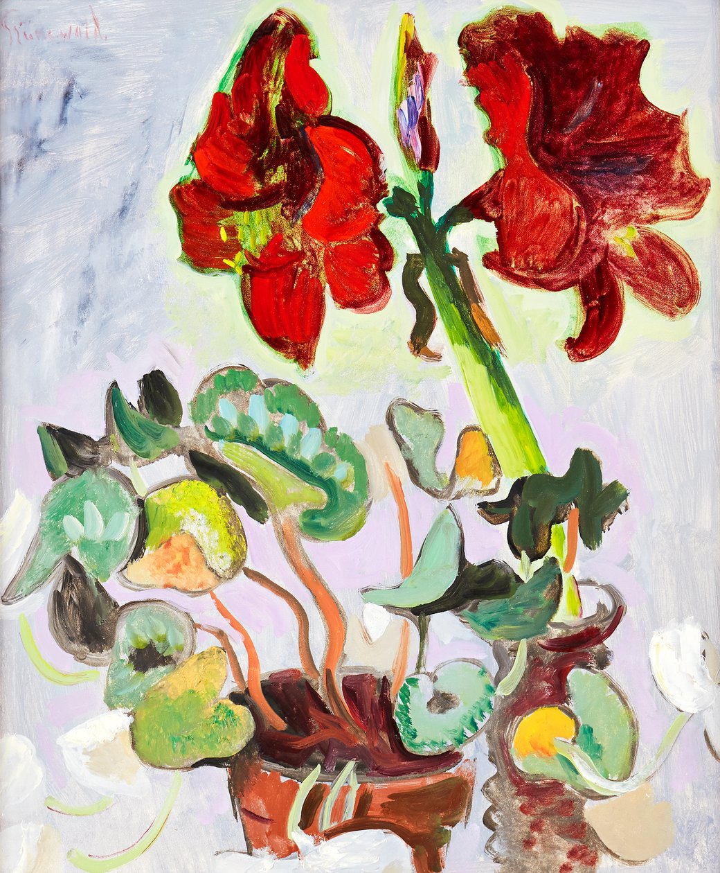 Bloemstilleven met amaryllis door Isaac Grünewald