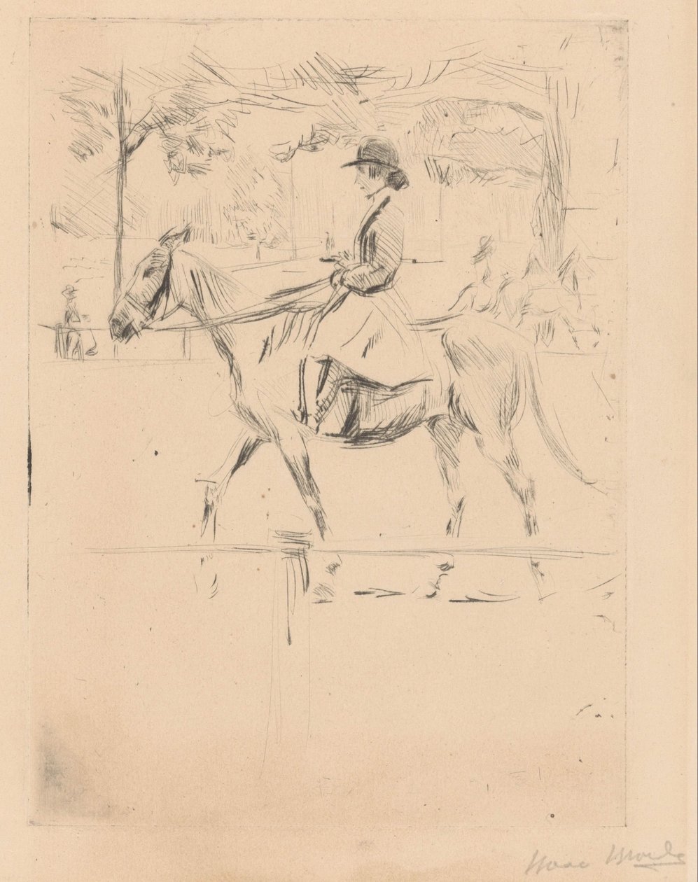 Vrouw te paard door Isaac Israels (signed by artist)