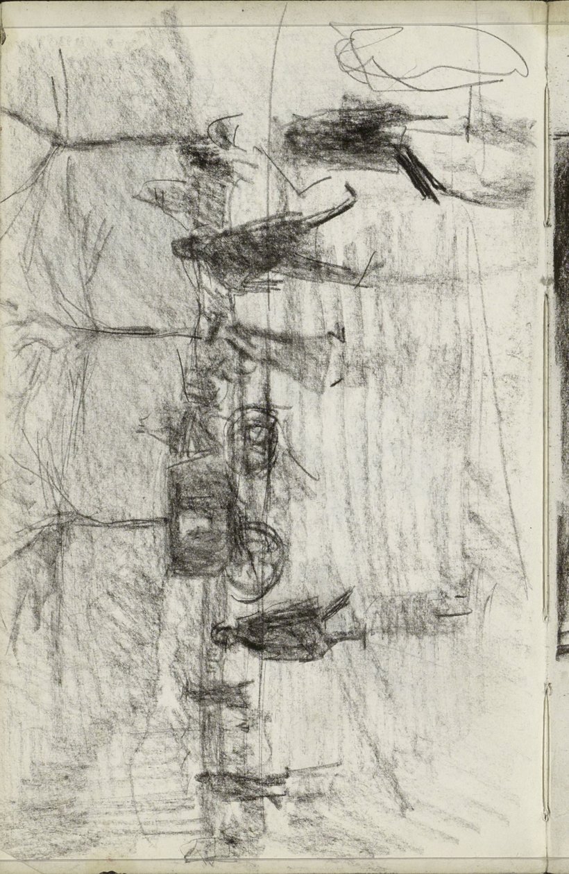 Wandelende figuren en een rijtuig door Isaac Israels