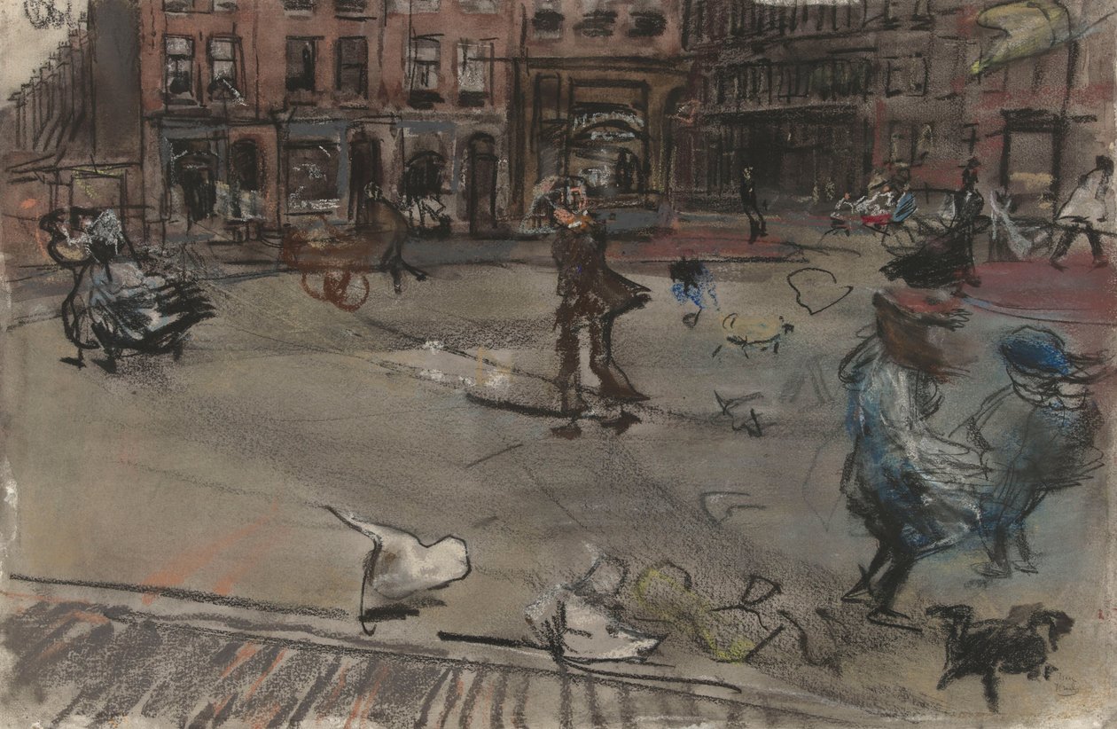 Windvlaag op het Dapperplein in Amsterdam door Isaac Israels