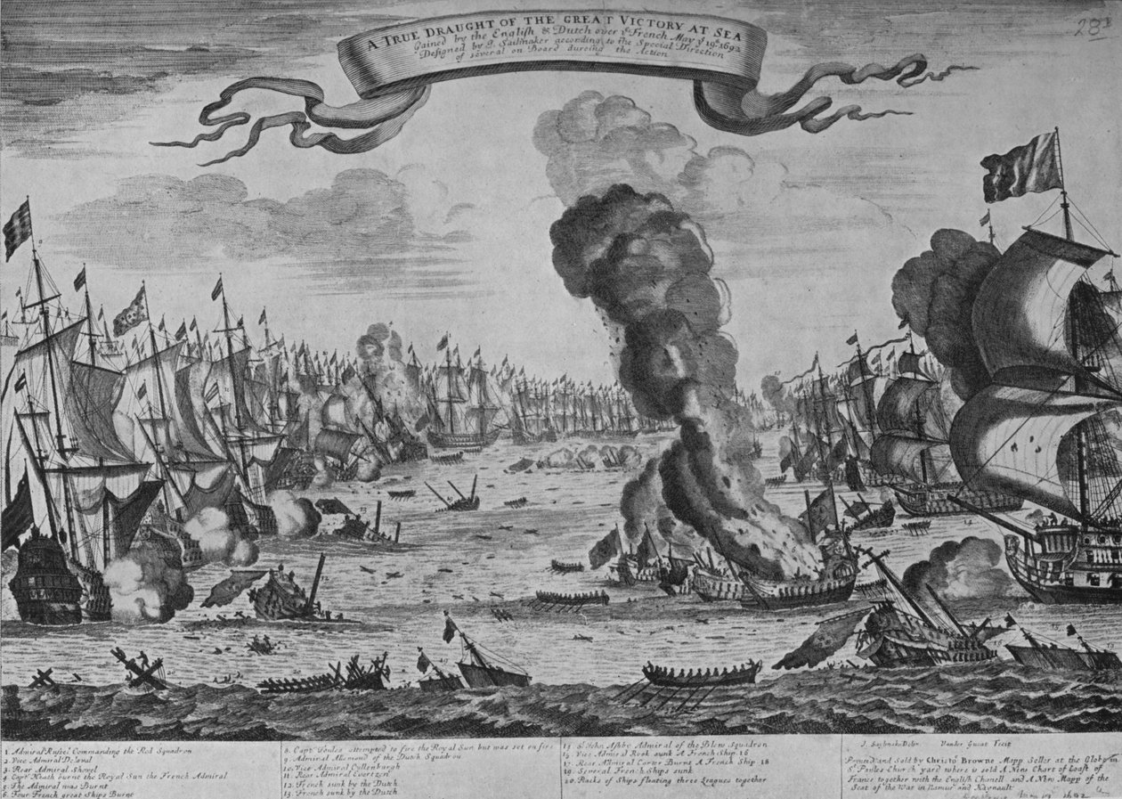 De Slag bij Barfleur, ca. 1695, 1924 door Isaac Sailmaker