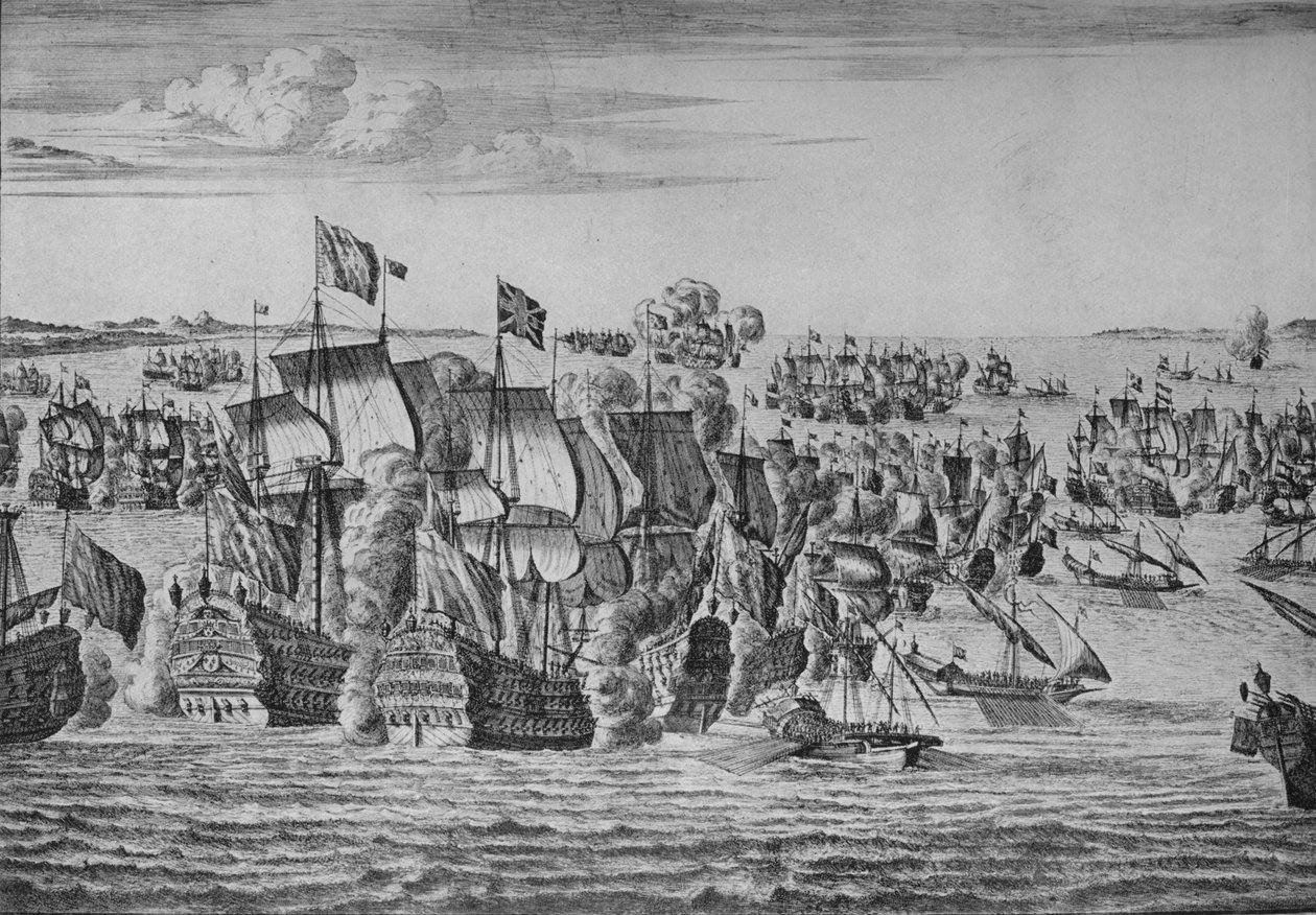 De Slag bij Malaga, ca. 1704 door Isaac Sailmaker