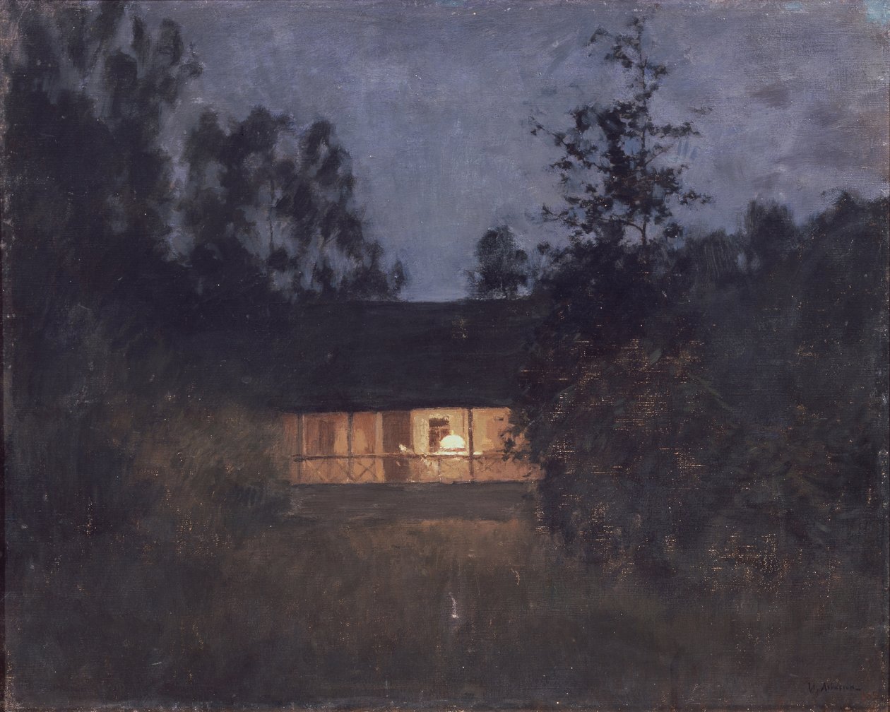 Landhuis in de schemering, 1890s door Isaak Ilyich Levitan