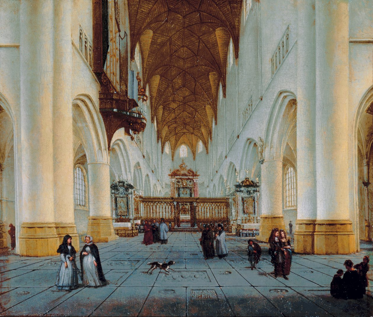 Het interieur van St. Bavo, Haarlem door Isaak Nickelen