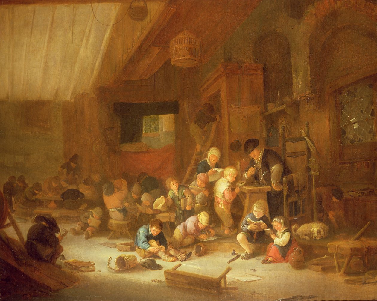Schoollokaal Interieur door Isack van Ostade