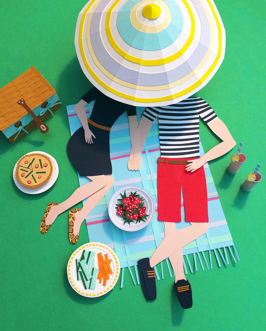 Picknick in het park, 2016 (papier) door Isobel Barber