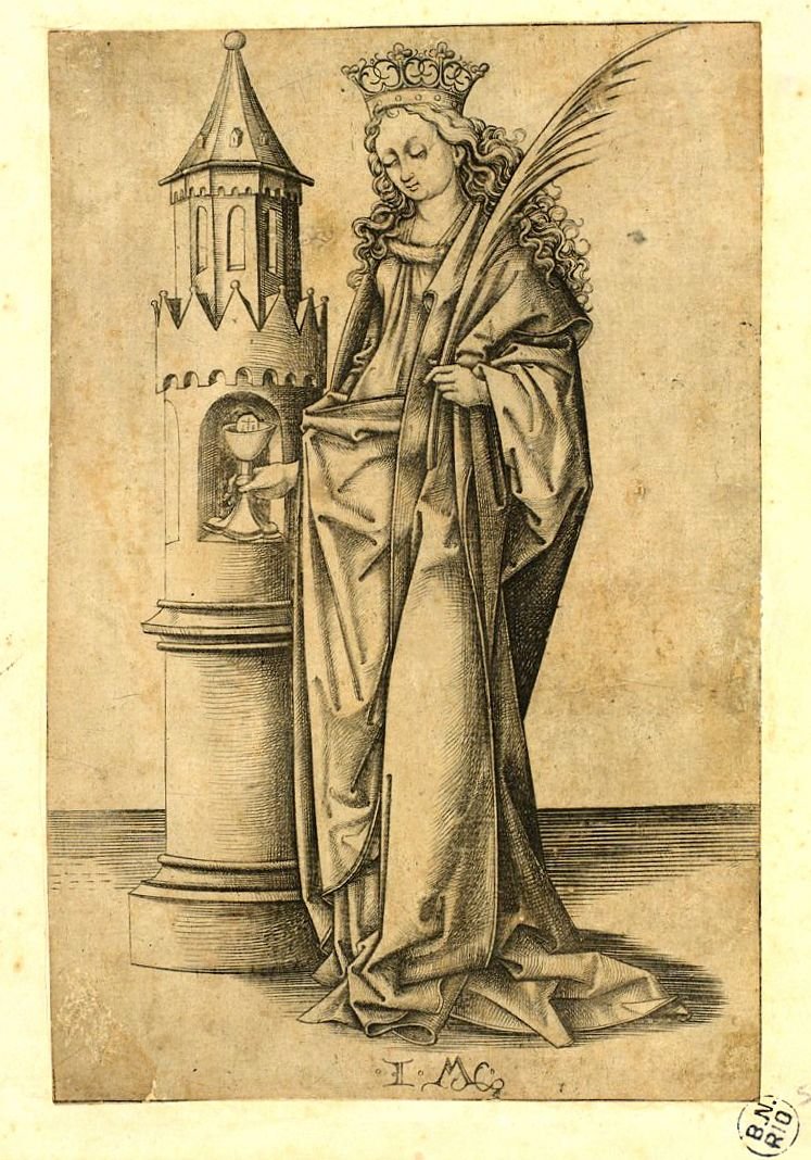 Sint Barbara door Israhel van Meckenem