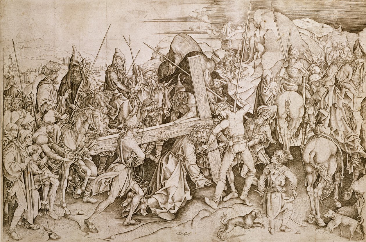 Christus draagt zijn kruis door Israhel van Meckenem