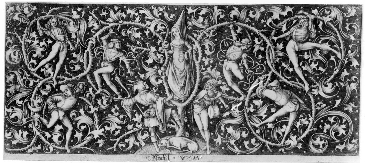 Ornament met Morris-dansers, c.1490-1500 door Israhel van Meckenem the younger