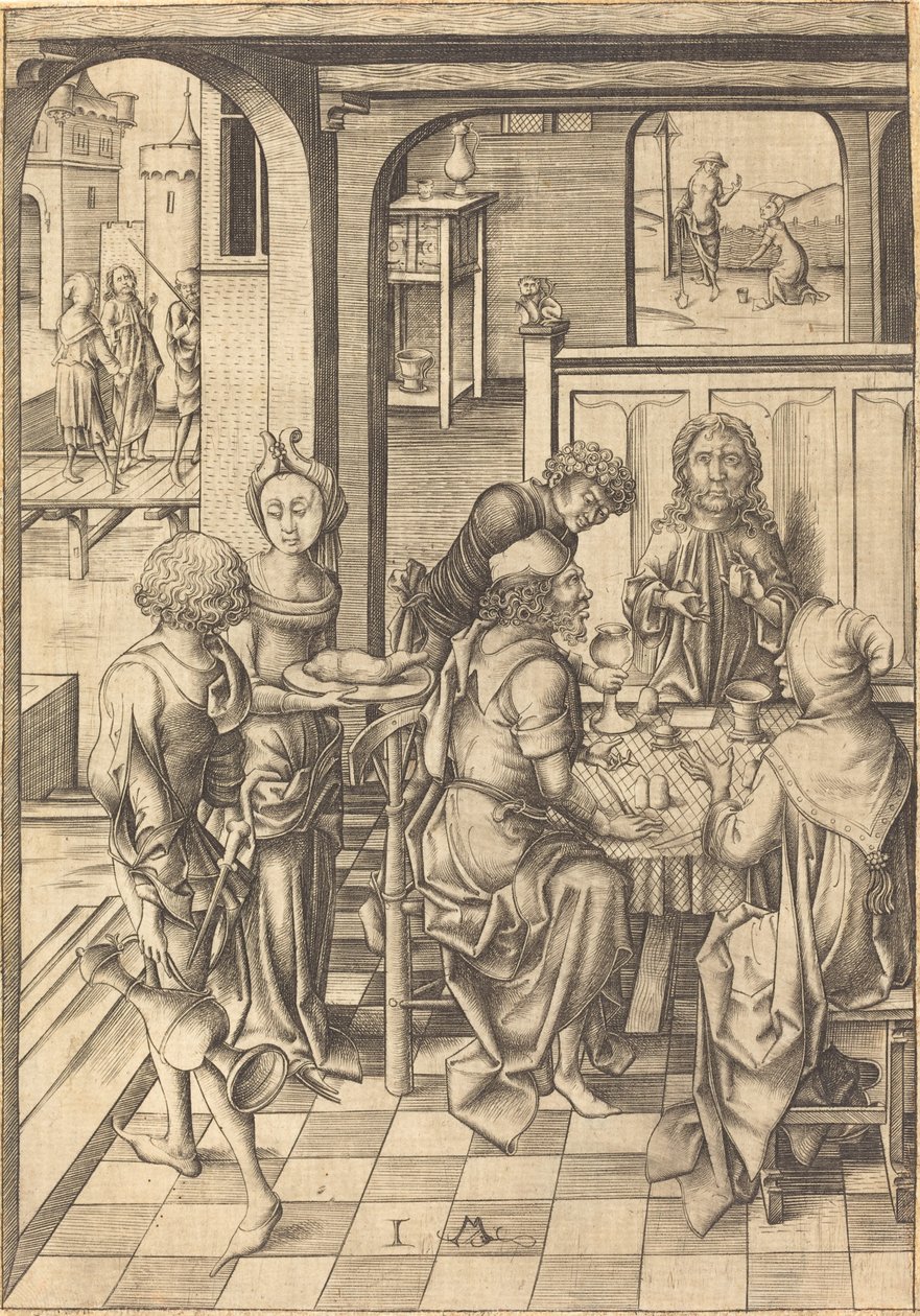 Christus in Emmaüs door Israhel van Meckenem