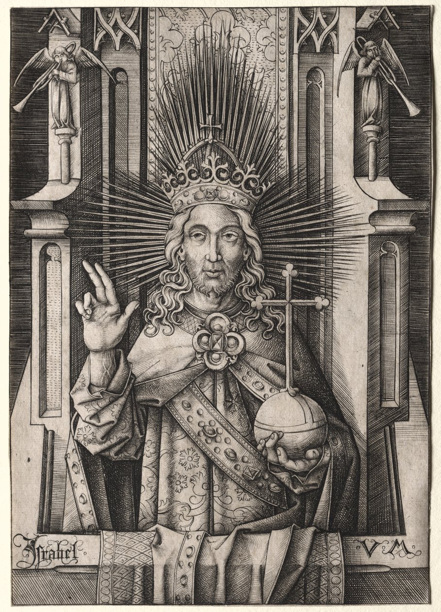 Christus de Verlosser (Salvator Mundi) door Israhel van Meckenem