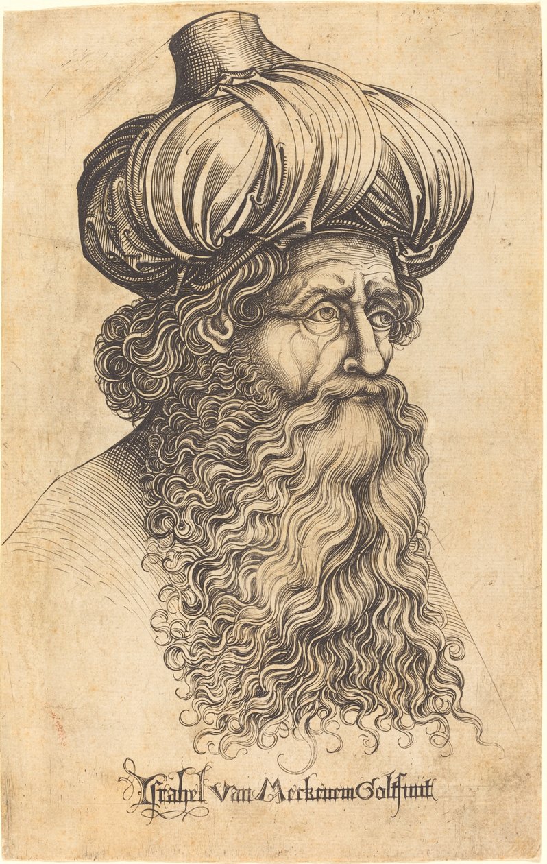 Hoofd van een Oude Man door Israhel van Meckenem