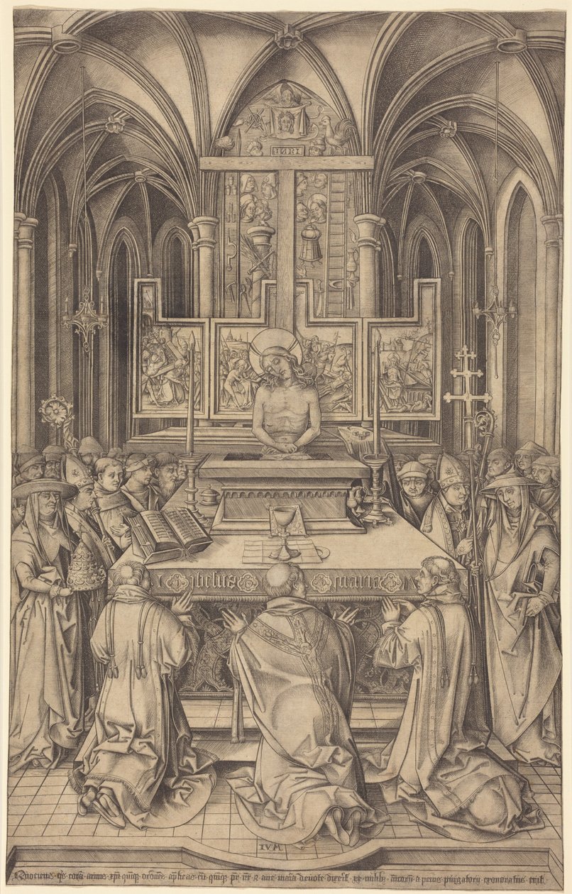 De mis van Sint Gregorius door Israhel van Meckenem
