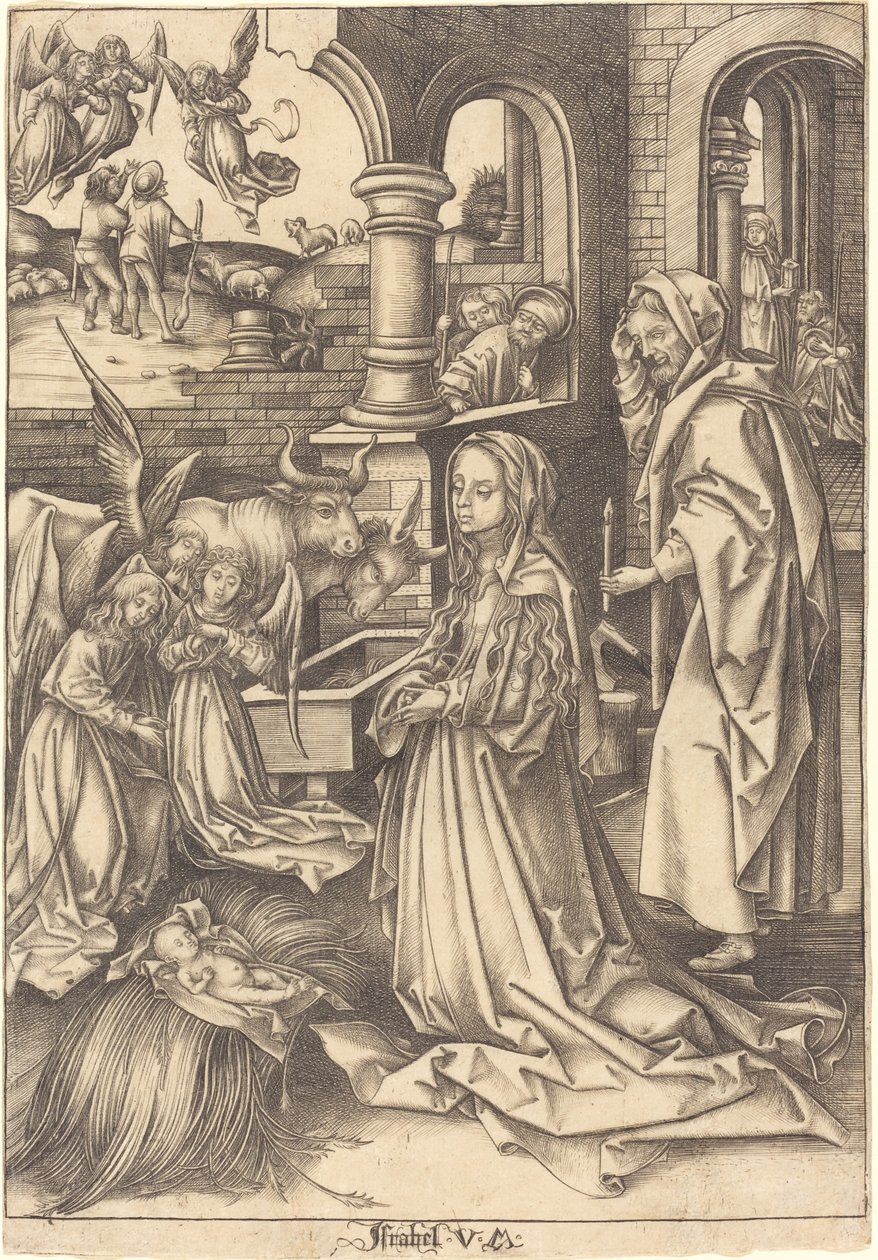 De Geboorte, ca. 1490-1500 door Israhel van Meckenem