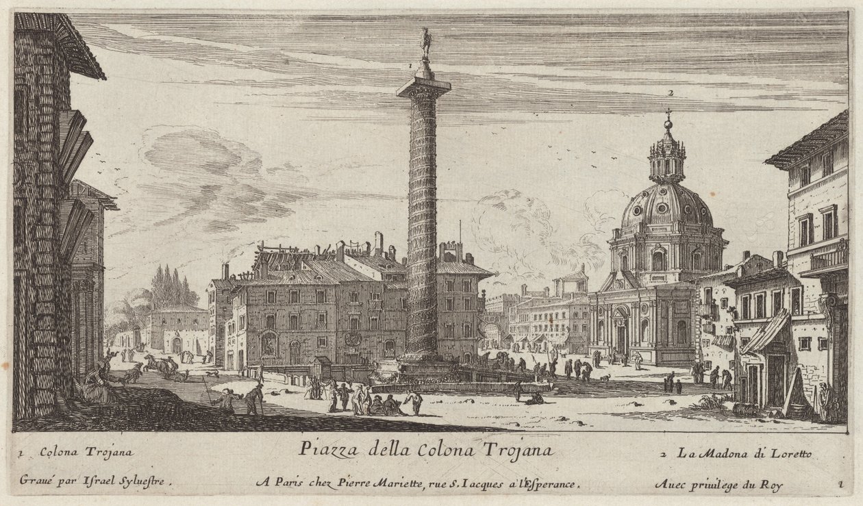Piazza della Colonna Trajana door Israël Silvestre