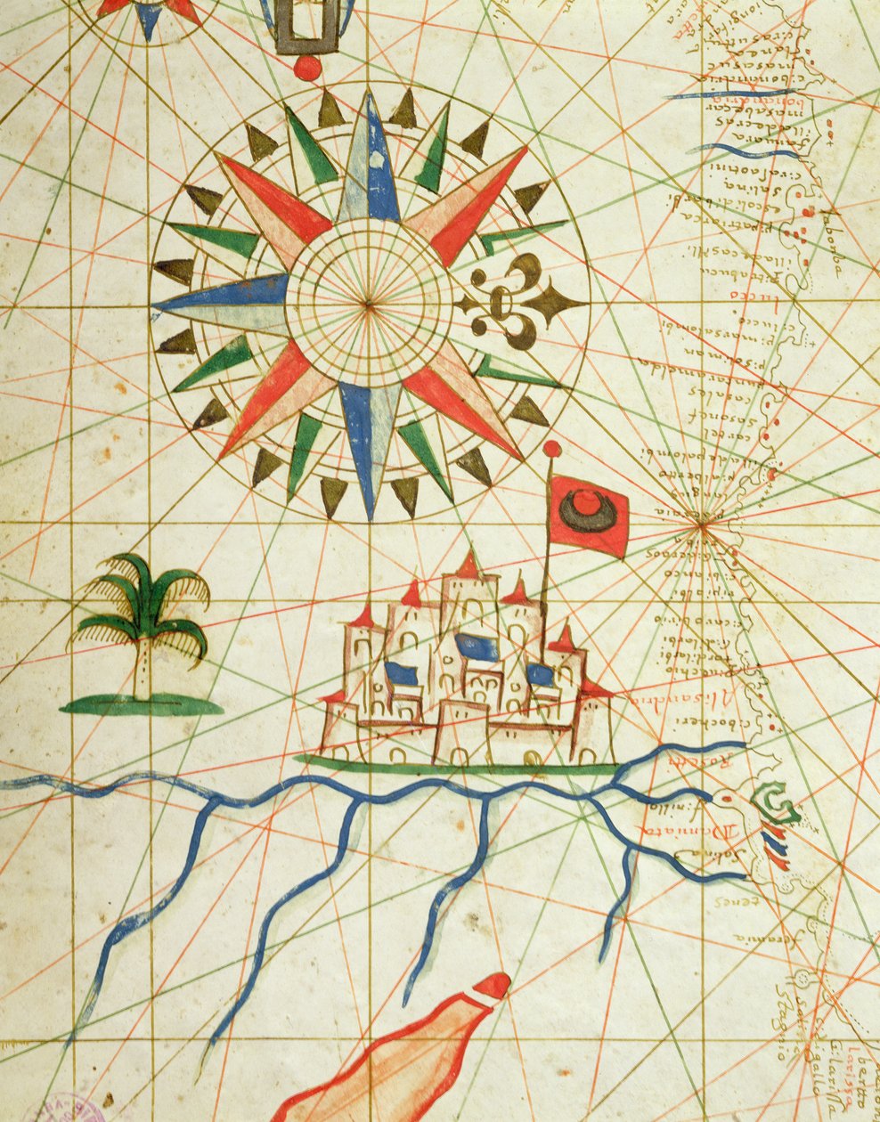 Egypte, de rivier de Nijl en Caïro, uit een nautische atlas, 1646 (detail) door Italian School