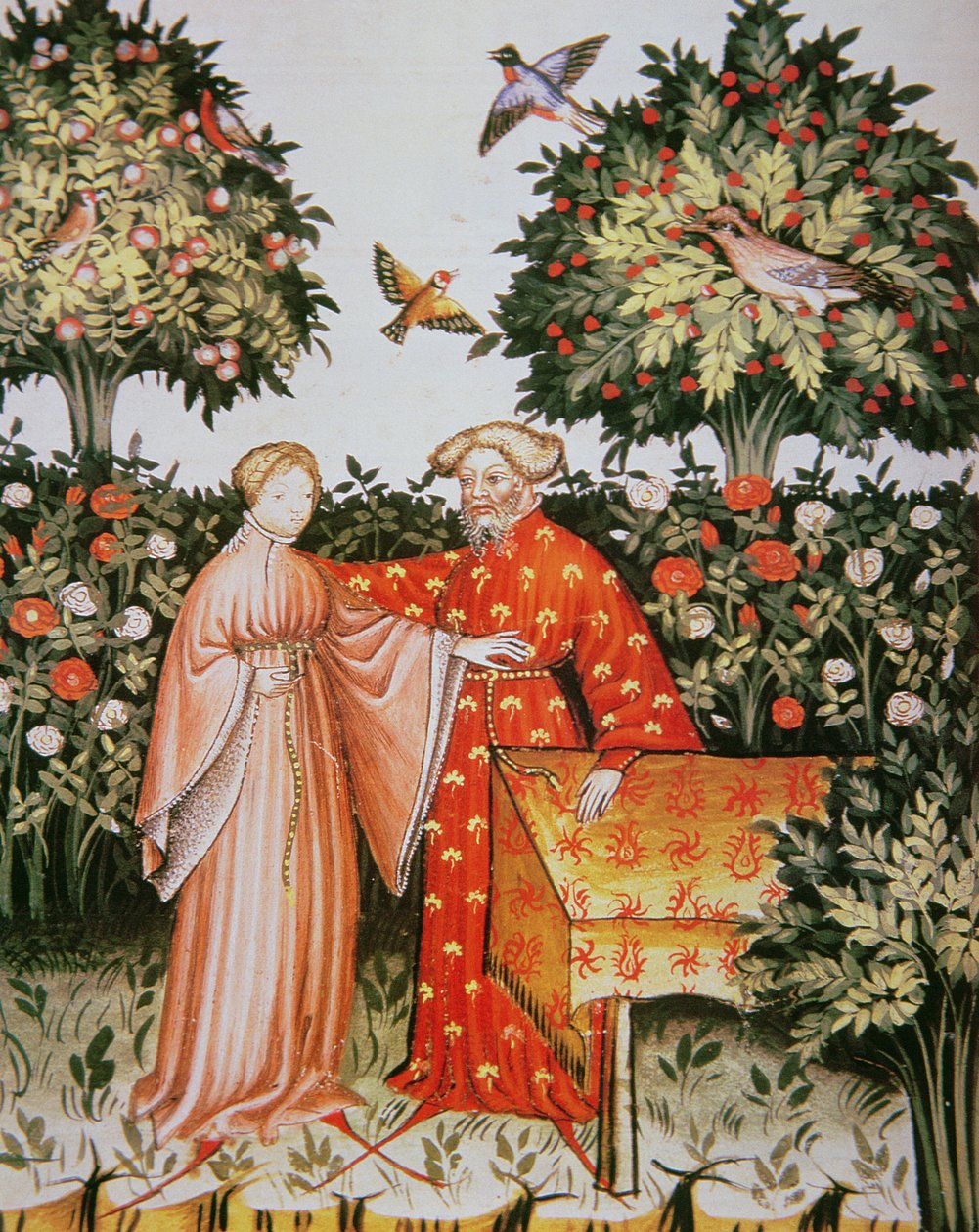 Allegorie van geluk, illustratie uit Tacuinum Sanitatis Codex Vindobonensis door Italian School