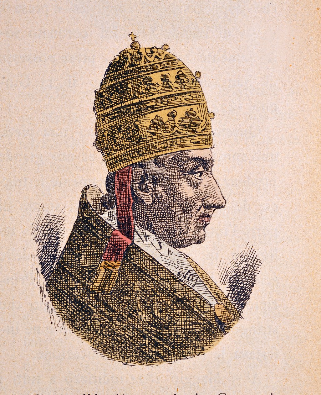 Portret van paus Leo XII (1823-1829), 1898 (gravure met latere inkleuring) door Italian School