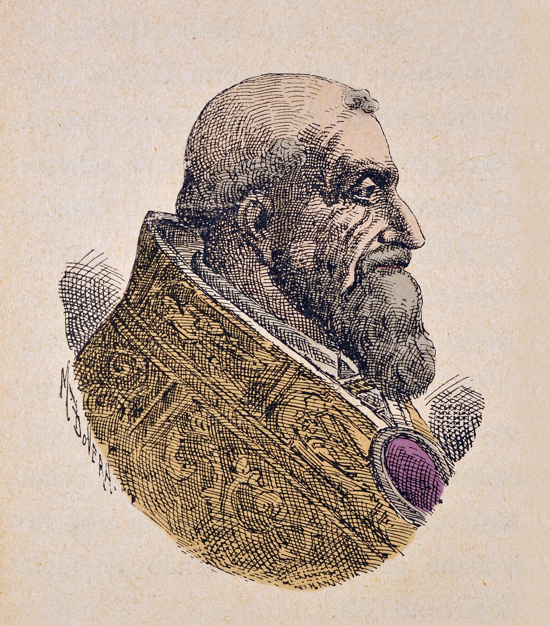 Portret van de Paus Urbanus VII (1590), 1898 (gravure met latere inkleuring) door Italian School